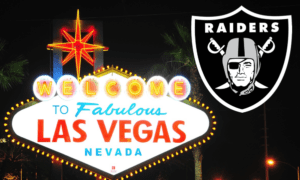 Las Vegas Raiders Logos and Welcome to Las Vegas Sign post